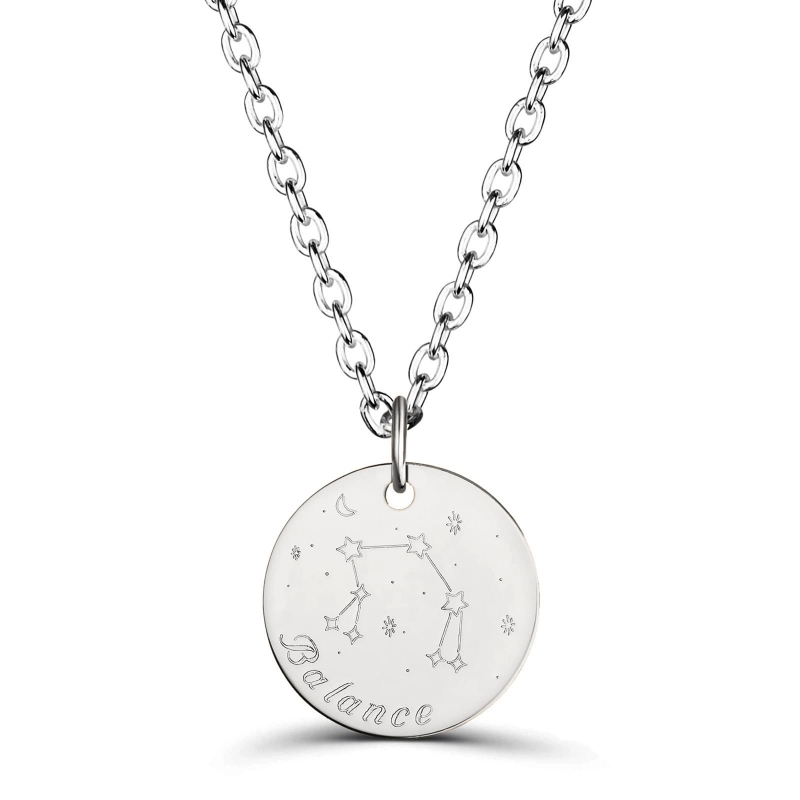 Collier médaille 20 mm homme astro balance Argent