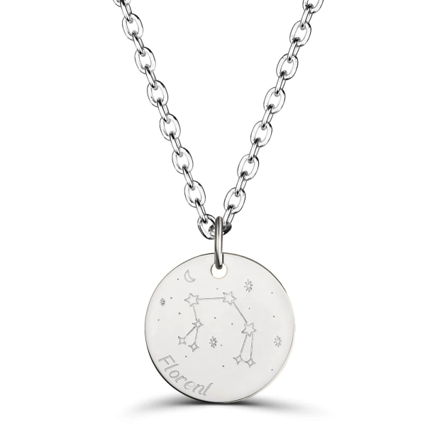 Collier médaille 20 mm homme astro balance Argent