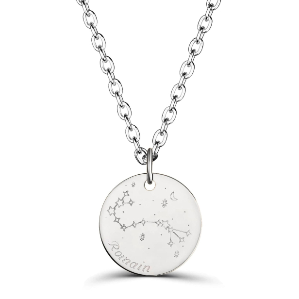 Collier médaille 20 mm homme astro scorpion Argent