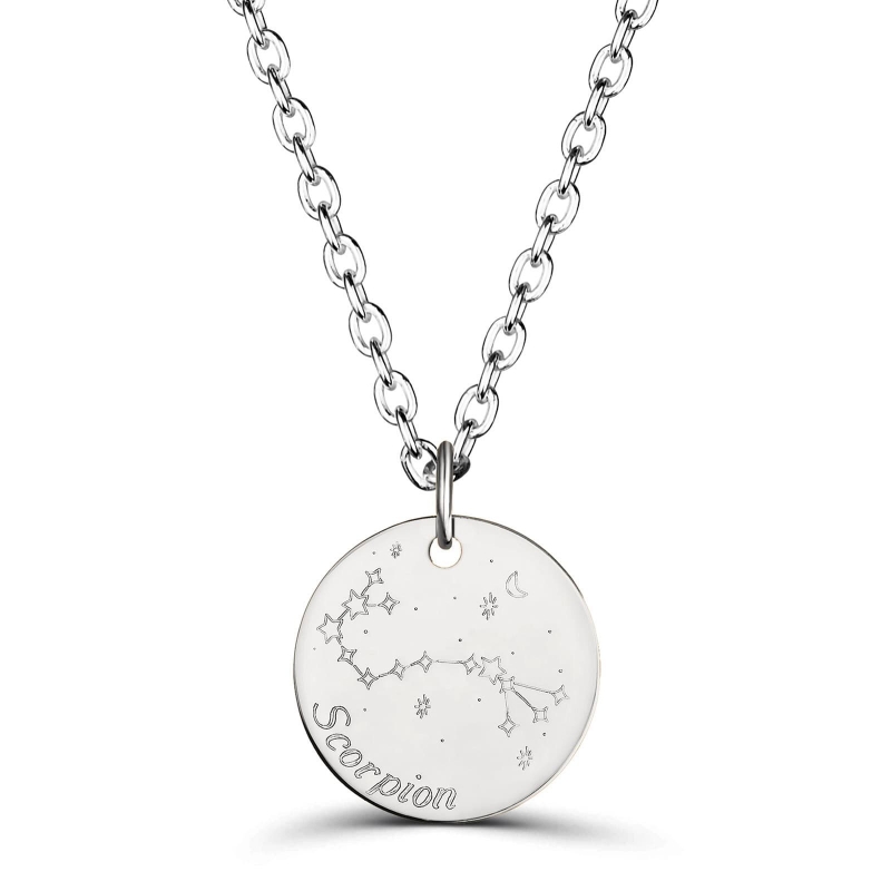 Collier médaille 20 mm homme astro scorpion Argent