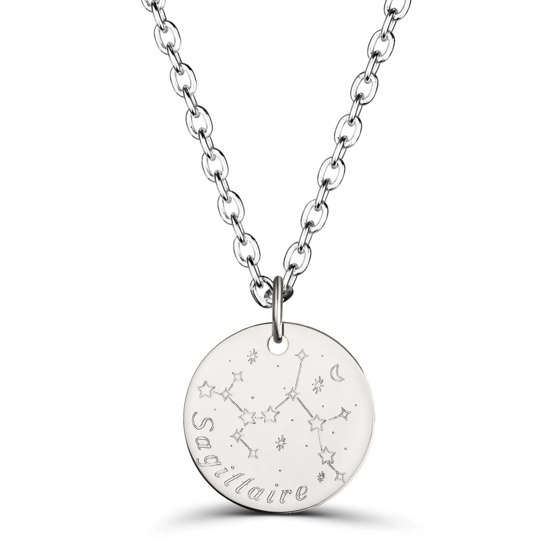 Collier médaille 20 mm homme astro sagittaire Argent