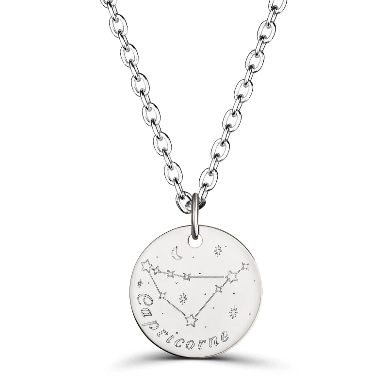 Collier médaille 20 mm homme astro capricorne Argent