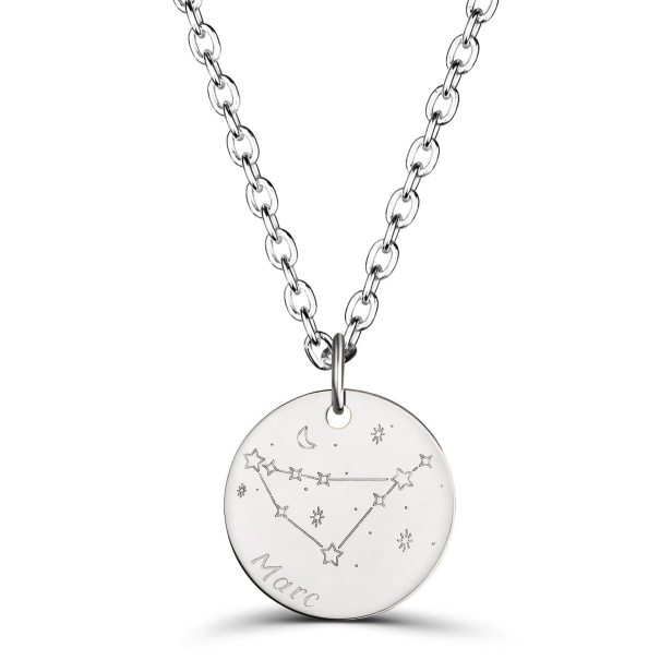 Collier médaille 20 mm homme astro capricorne Argent
