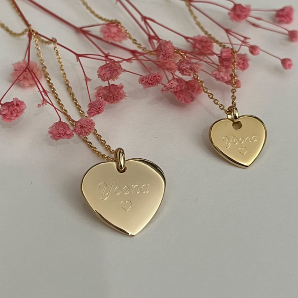 Duo collier personnalisé cœur mère enfant