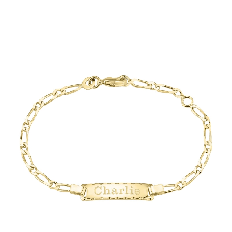 Bracelet enfant gourmette plaque crochetée Plaqué Or