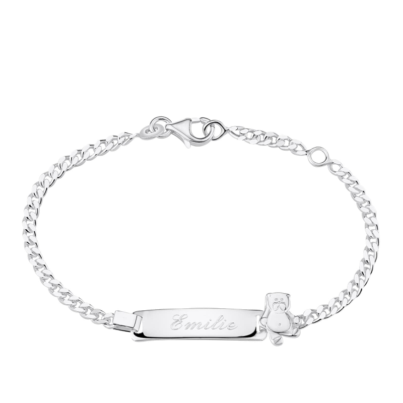 Bracelet enfant gourmette ourson Argent