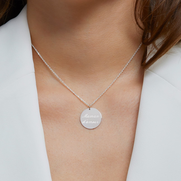 Collier personnalisé médaille 20 mm en Argent