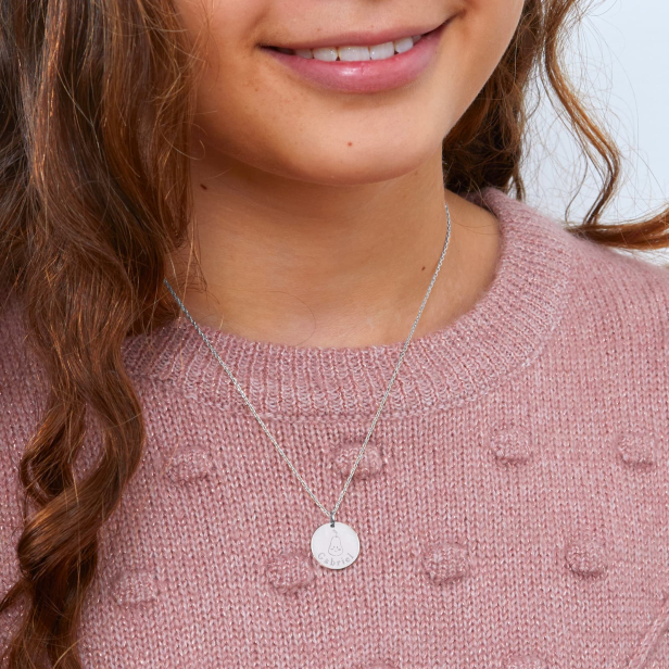 Collier personnalisé médaille 15 mm dessin poire en Argent