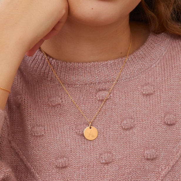 Collier personnalisé enfant initiale florale Plaqué Or