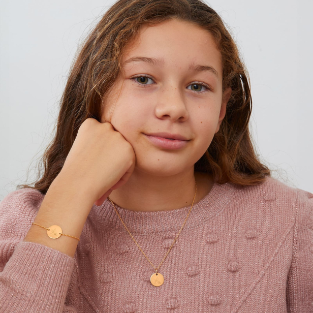 Collier personnalisé enfant initiale florale Plaqué Or