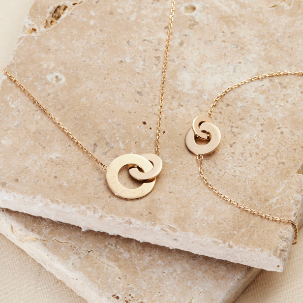 Collier personnalisé anneaux entrelacés Plaqué Or