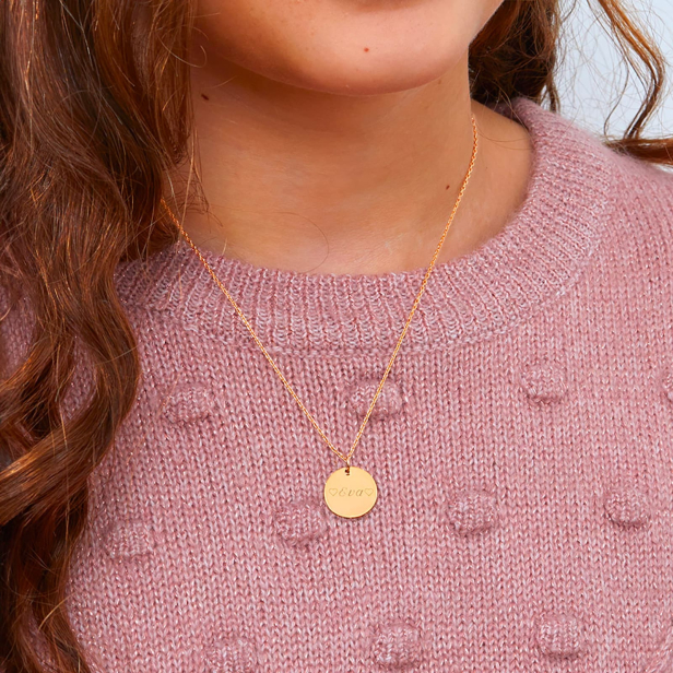 Collier enfant médaille 15 mm personnalisée Plaqué Or