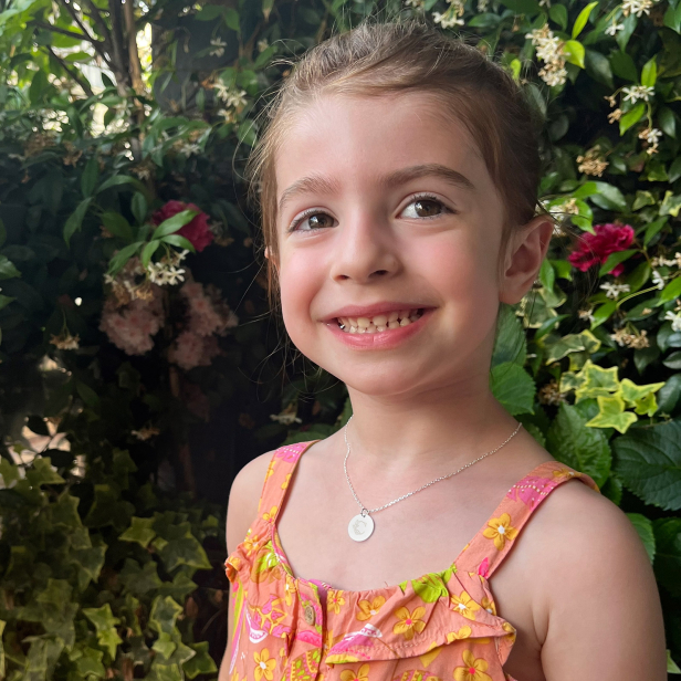 Collier enfant initiale florale médaille personnalisée en Argent