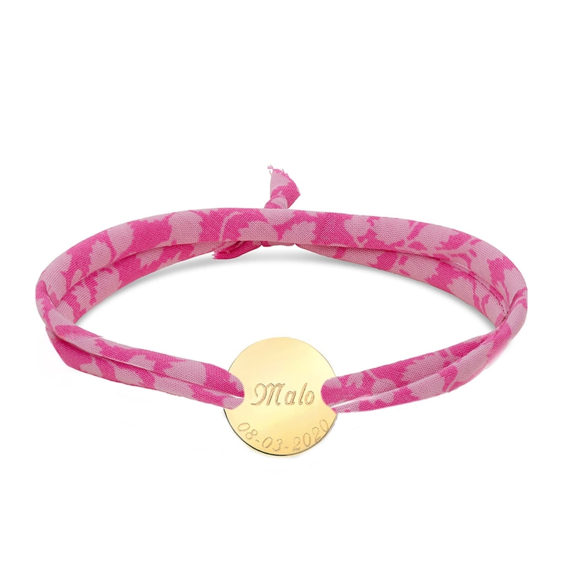 Bracelet liberty enfant médaille personnalisée en Plaqué Or