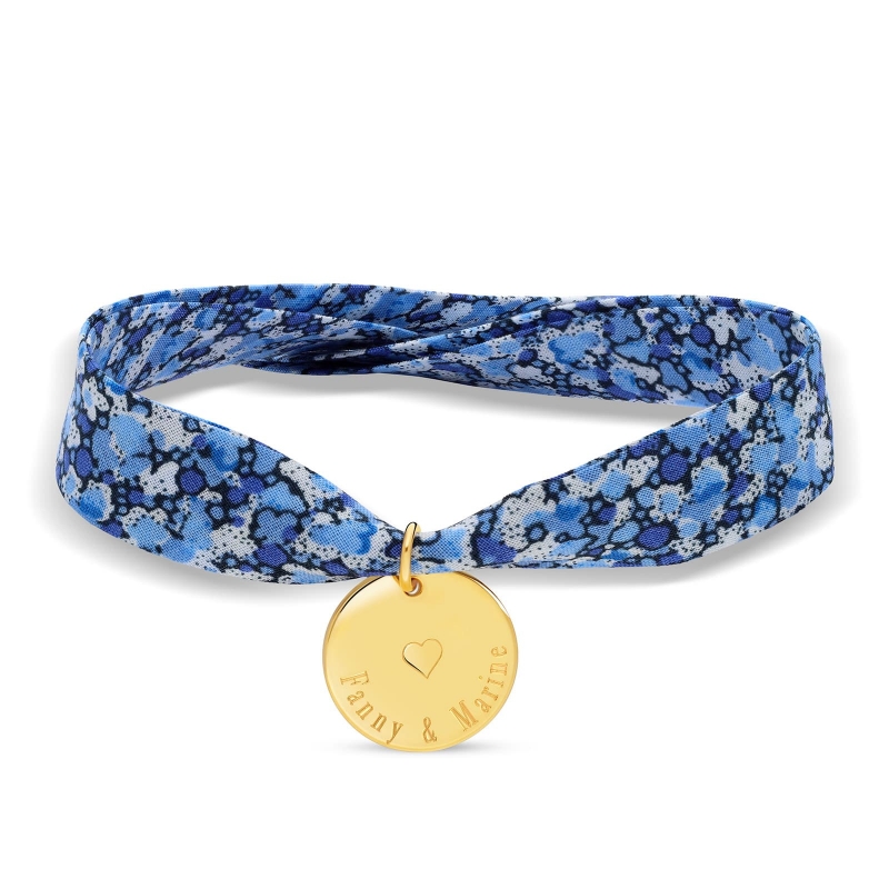 Bracelet personnalisé liberty ruban avec médaille 15 mm Plaqué Or