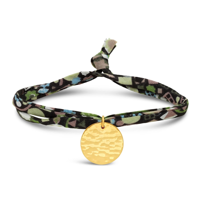 Bracelet liberty et médaille 15 mm Plaqué Or martelée