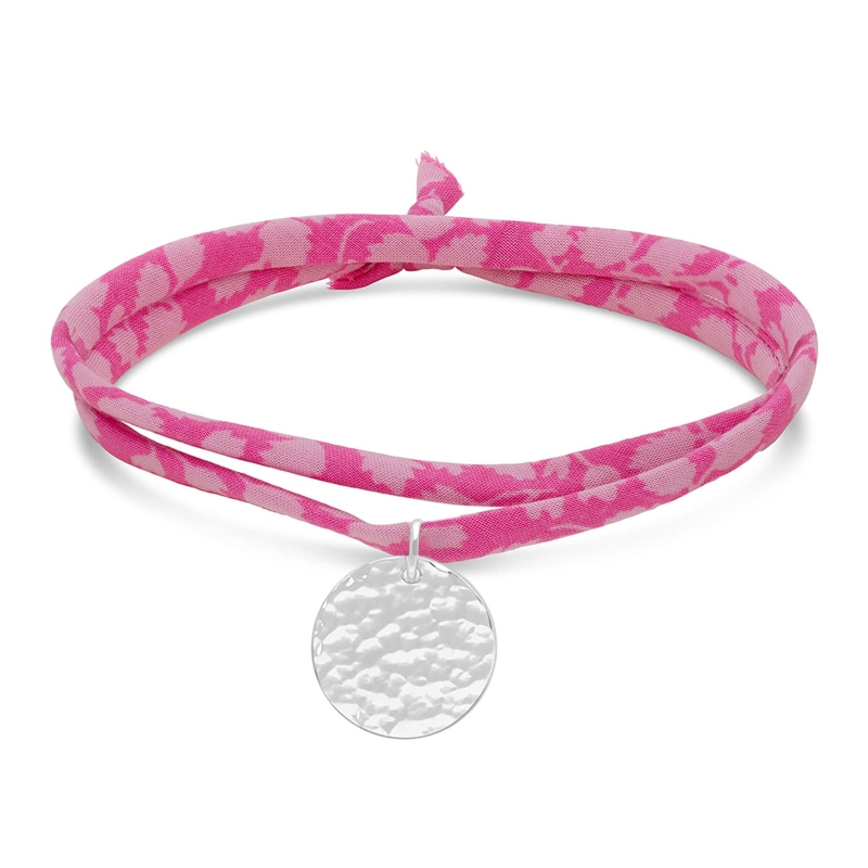 Bracelet liberty et médaille 15 mm Argent martelée
