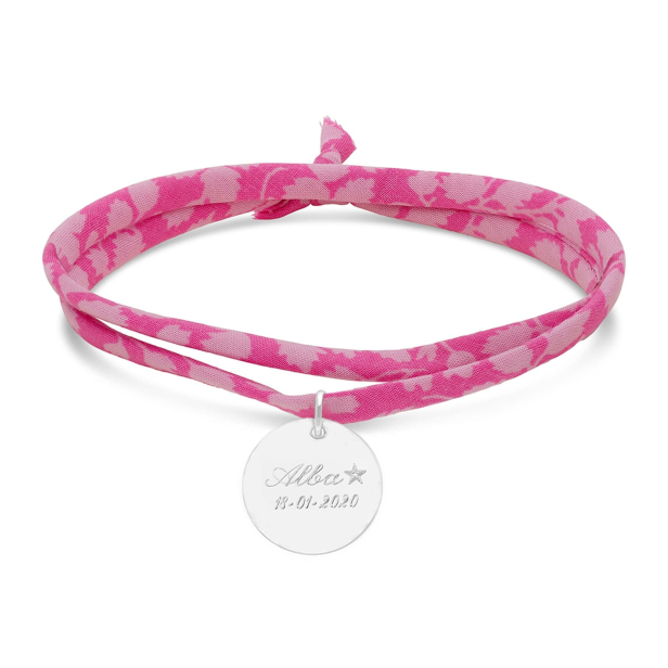 Bracelet liberty et médaille 15 mm Argent martelée