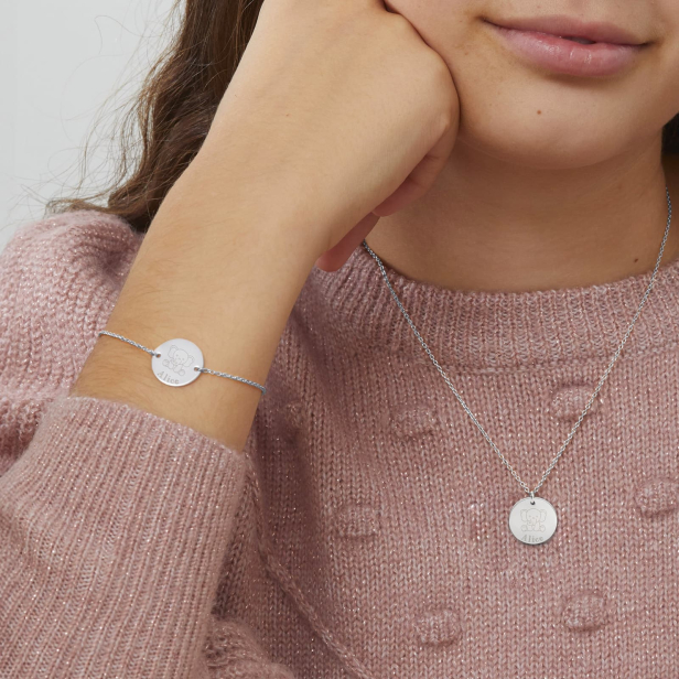 Bracelet personnalisé en argent pour enfant - illustrations d'animaux au choix