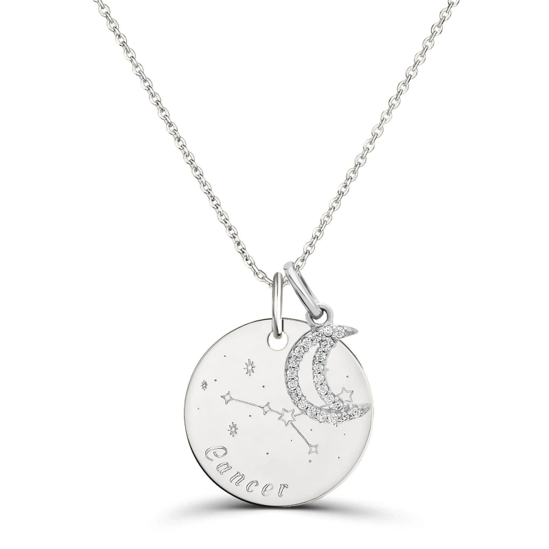 Collier personnalisé signe astrologique avec constellation gravée sur la médaille