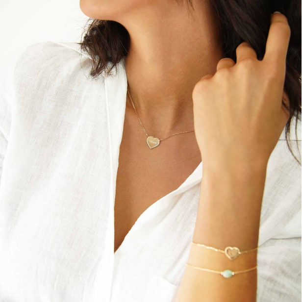 Collier personnalisé médaillon Plaqué Or en forme de cœur