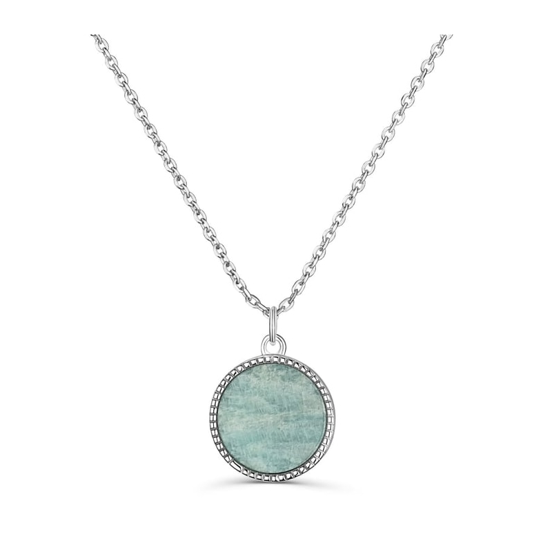 Collier pendentif nacre verte 15 mm en Argent