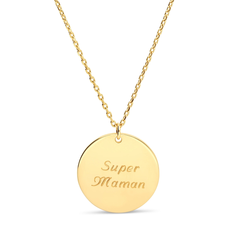 Packshot du collier personnalisé médaille 20 mm en Plaqué Or