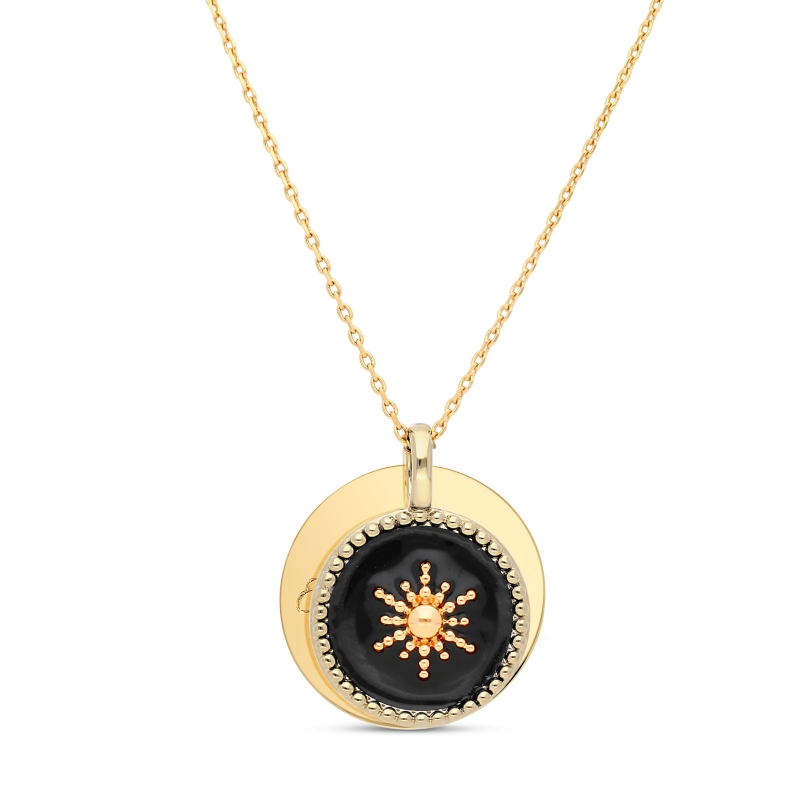 Collier grande médaille et son médaillon étoile noir
