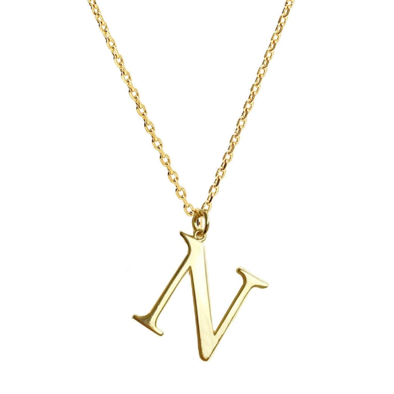 Collier charm lettre plaqué or